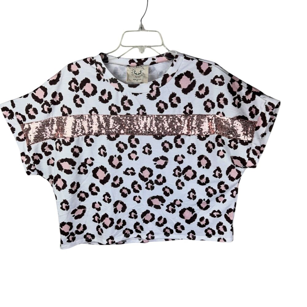 Fantastic Fawn Pajama Set Medium Shorts Tee Animal Print Brown Leopard